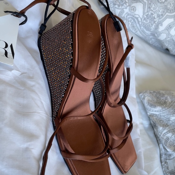 Zara limited edition rhinestones platform heeled sandal - Picture 7 of 9